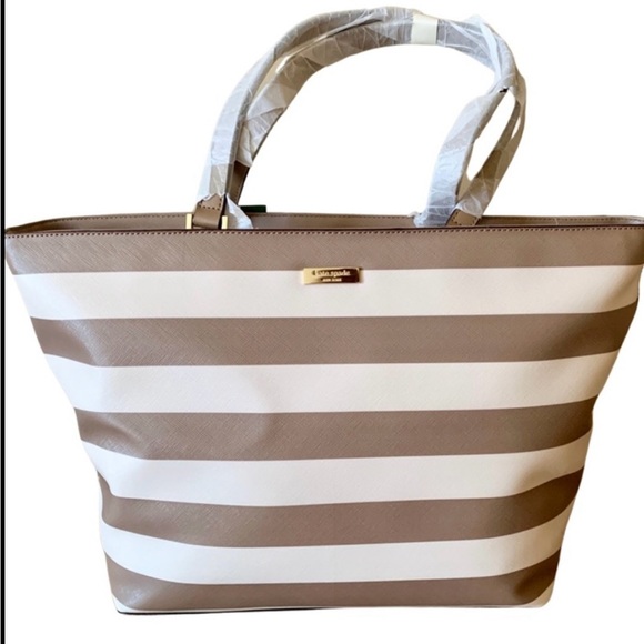 NWT Kate Spade Grant Street Grainy Vinyl Jules Dune / Horchata Tote - Picture 3 of 8